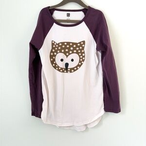Tea Collection Girls Owl Graphic Long Sleeve Top Size 10